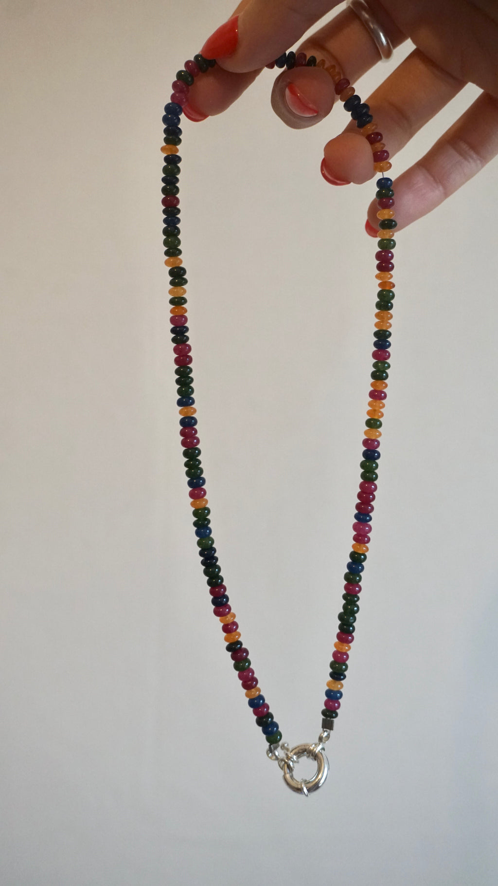 Multicoloured Jade Bead Necklace