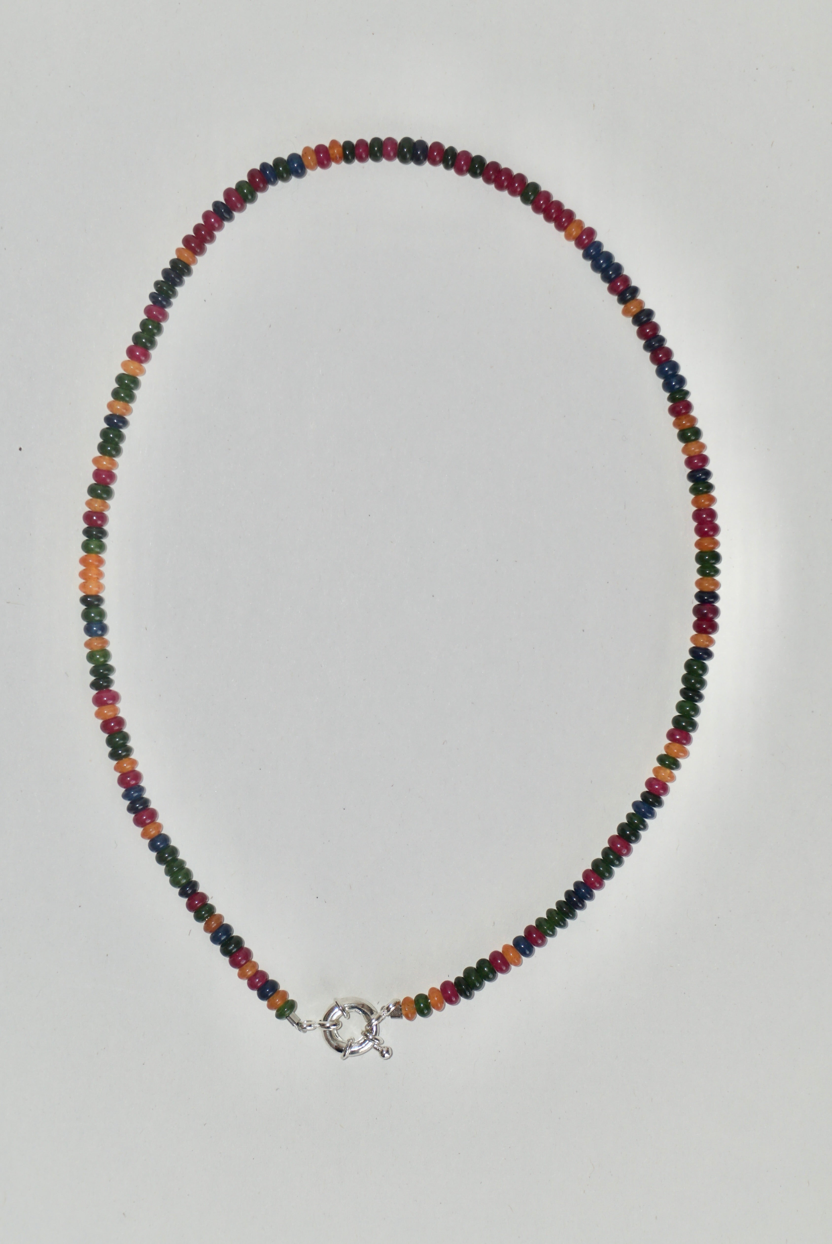 Multicoloured Jade Bead Necklace