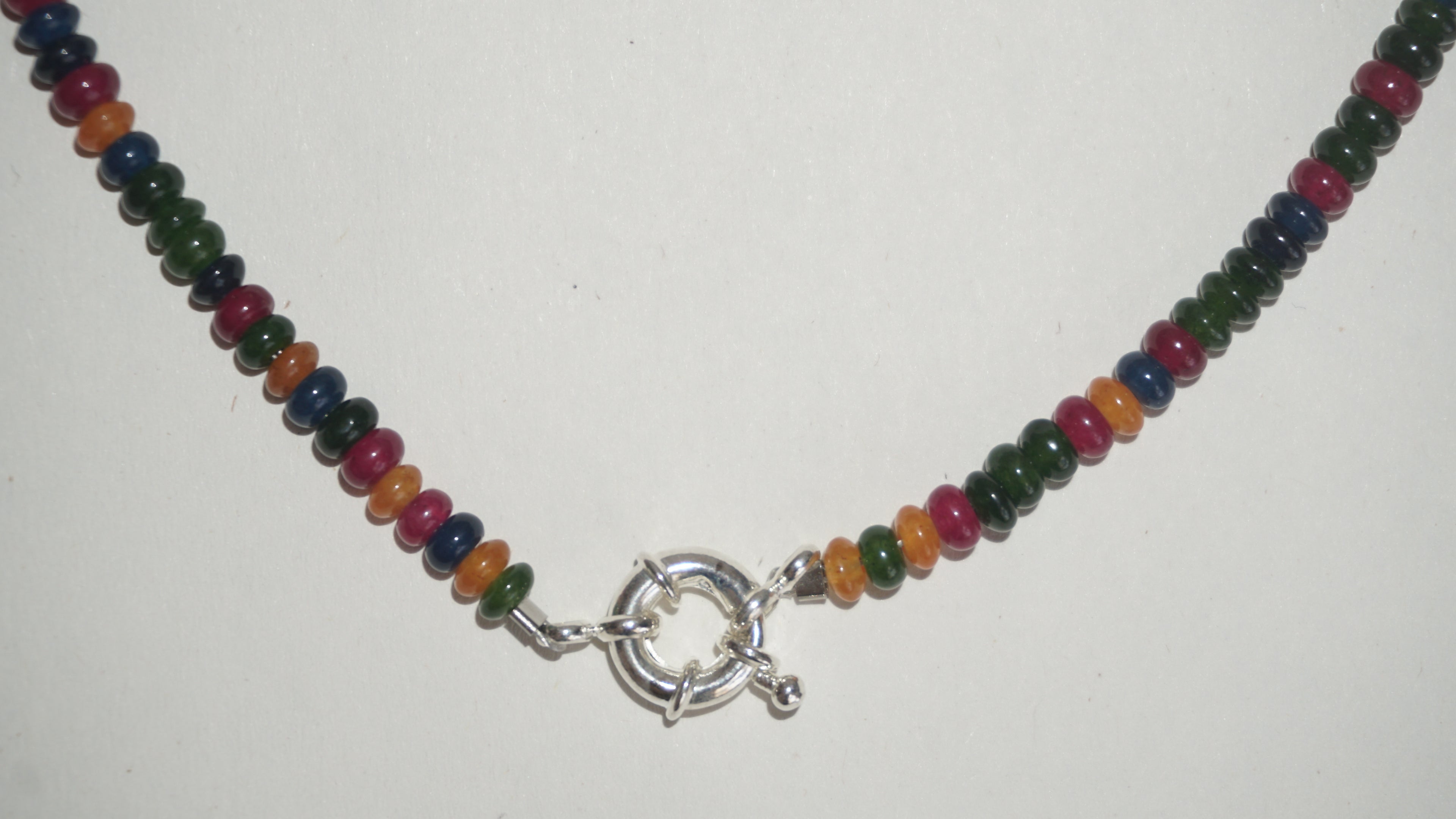Multicoloured Jade Bead Necklace