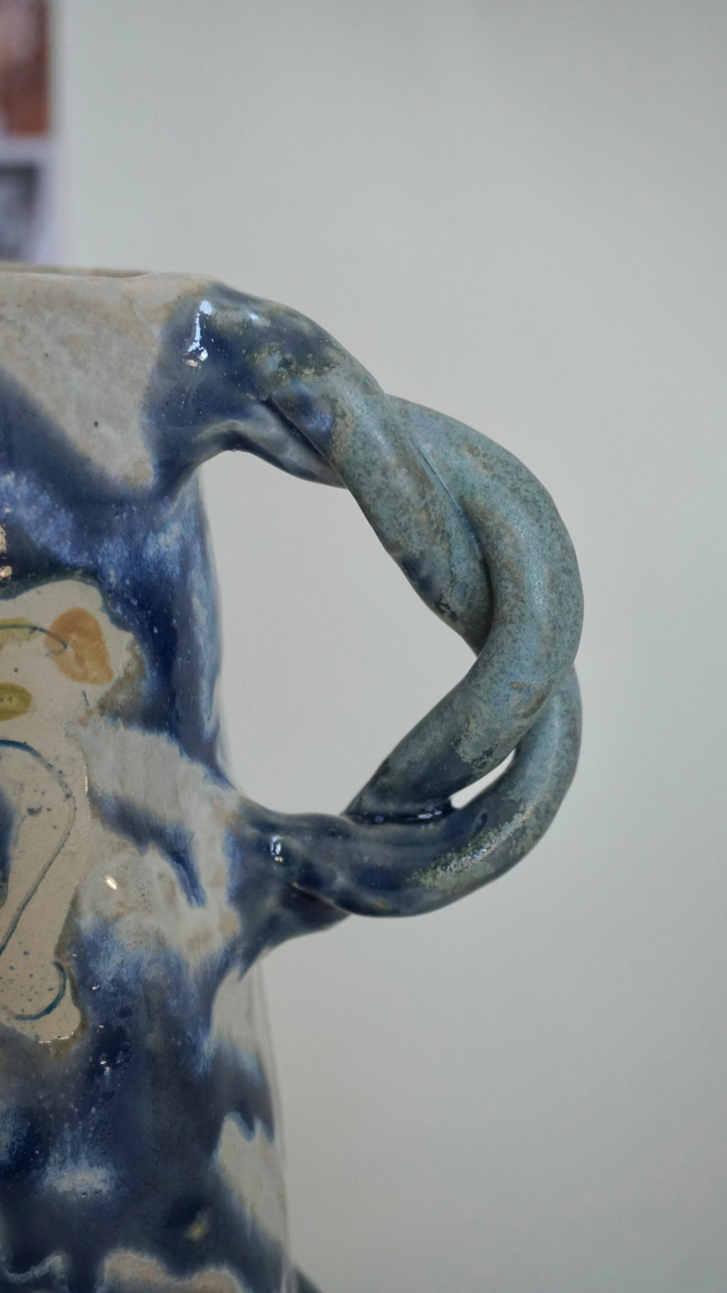 Hand-Painted Folk Muse Ceramic Jug