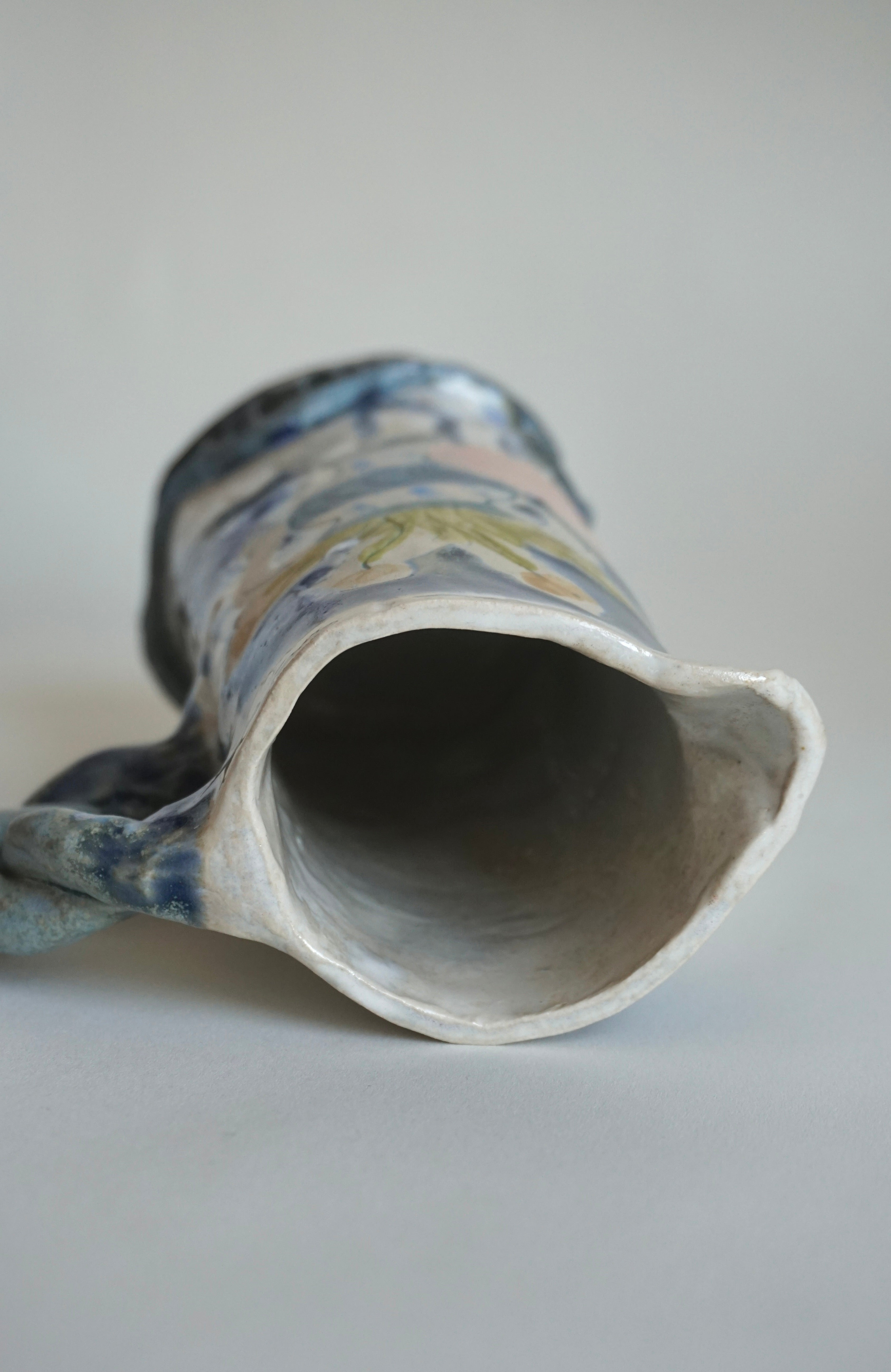 Hand-Painted Folk Muse Ceramic Jug