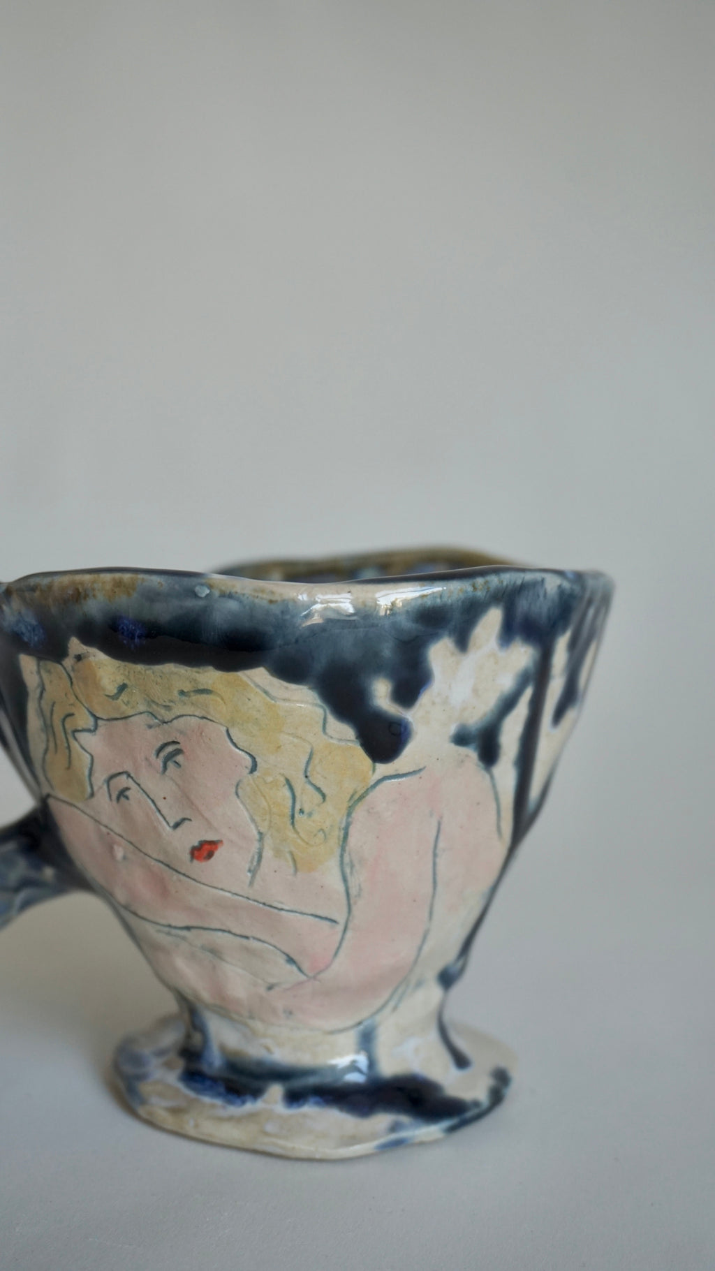 Handmade Ceramic Mug with Twisted Handle