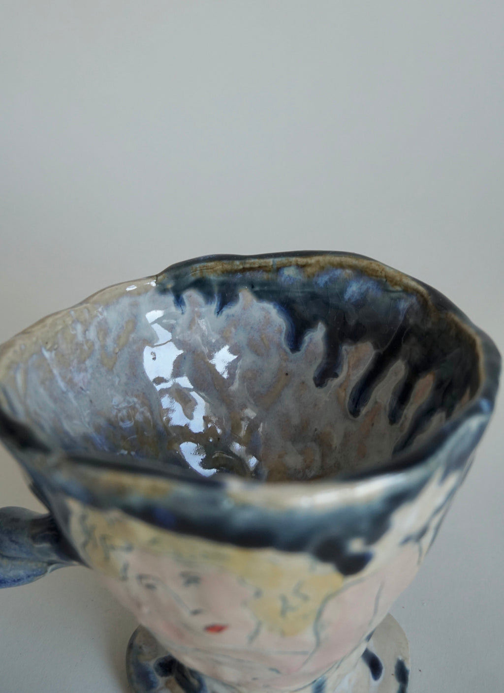 Handmade Ceramic Mug with Twisted Handle