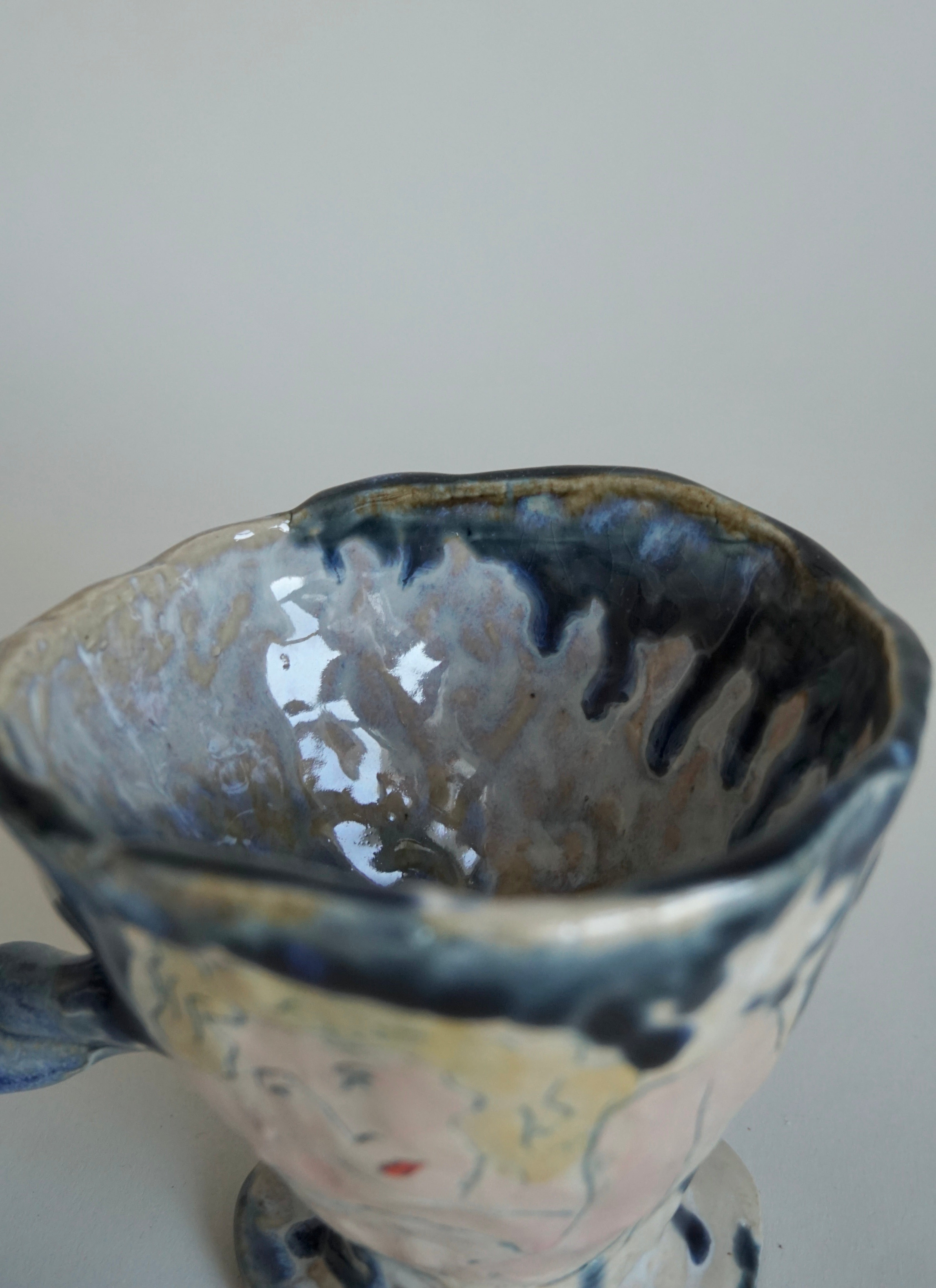 Handmade Ceramic Mug with Twisted Handle