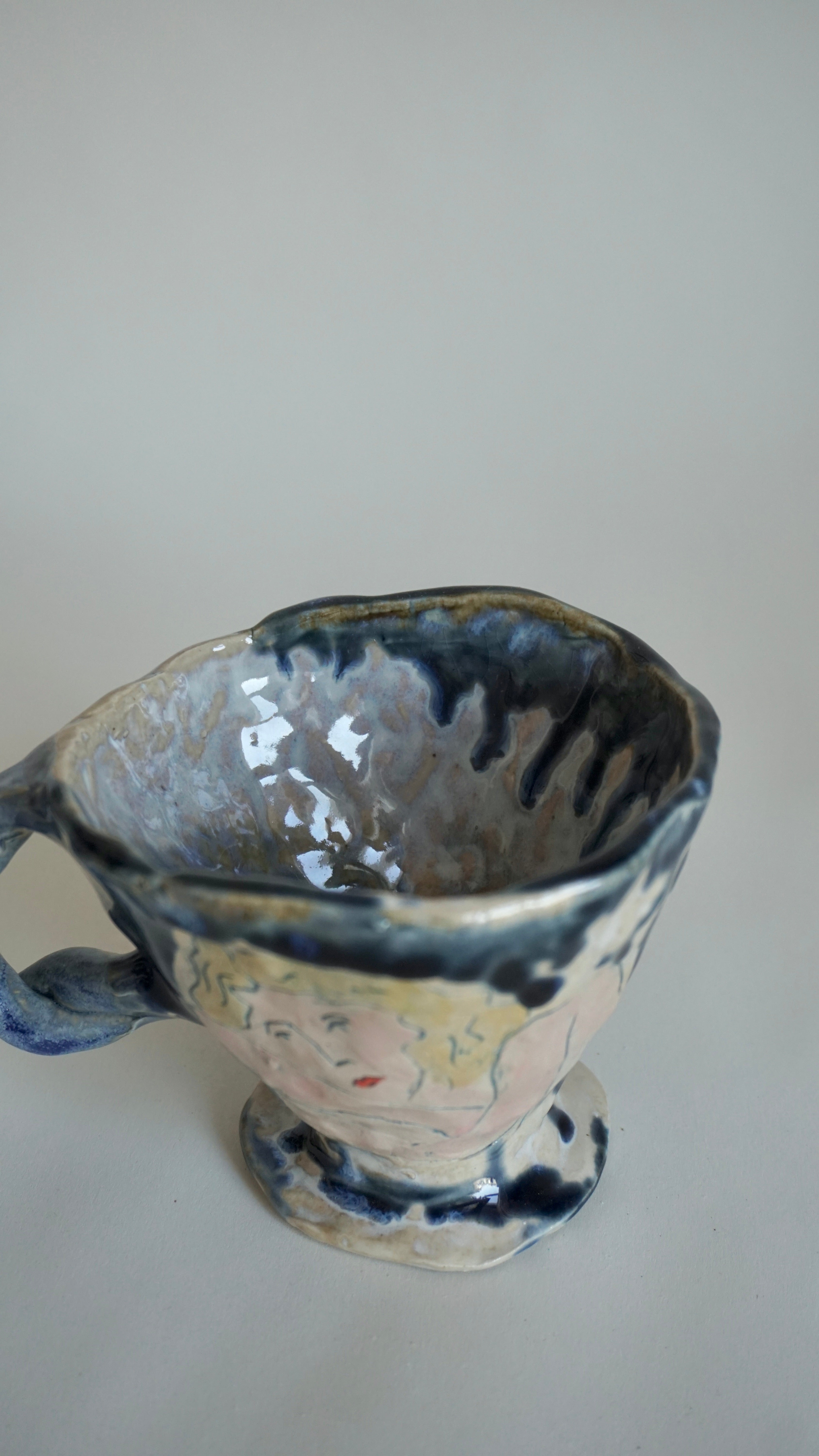 Handmade Ceramic Mug with Twisted Handle