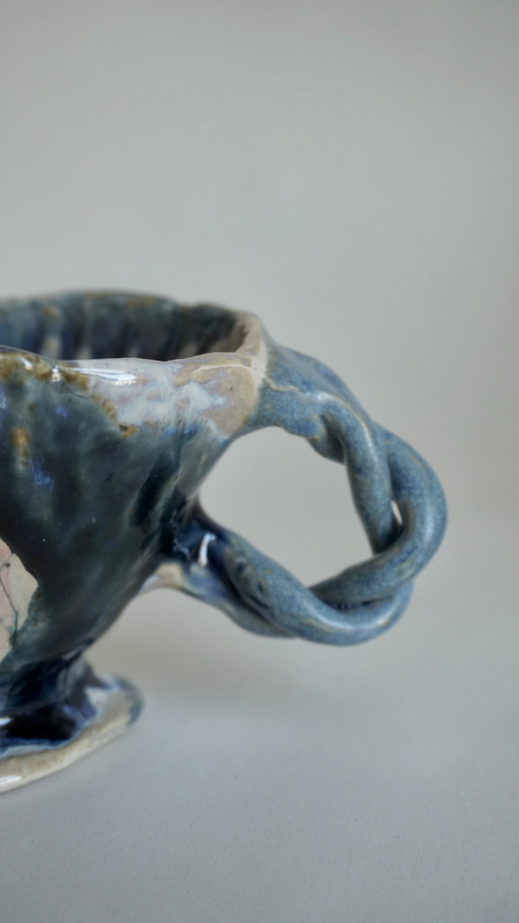 Handmade Ceramic Mug with Twisted Handle
