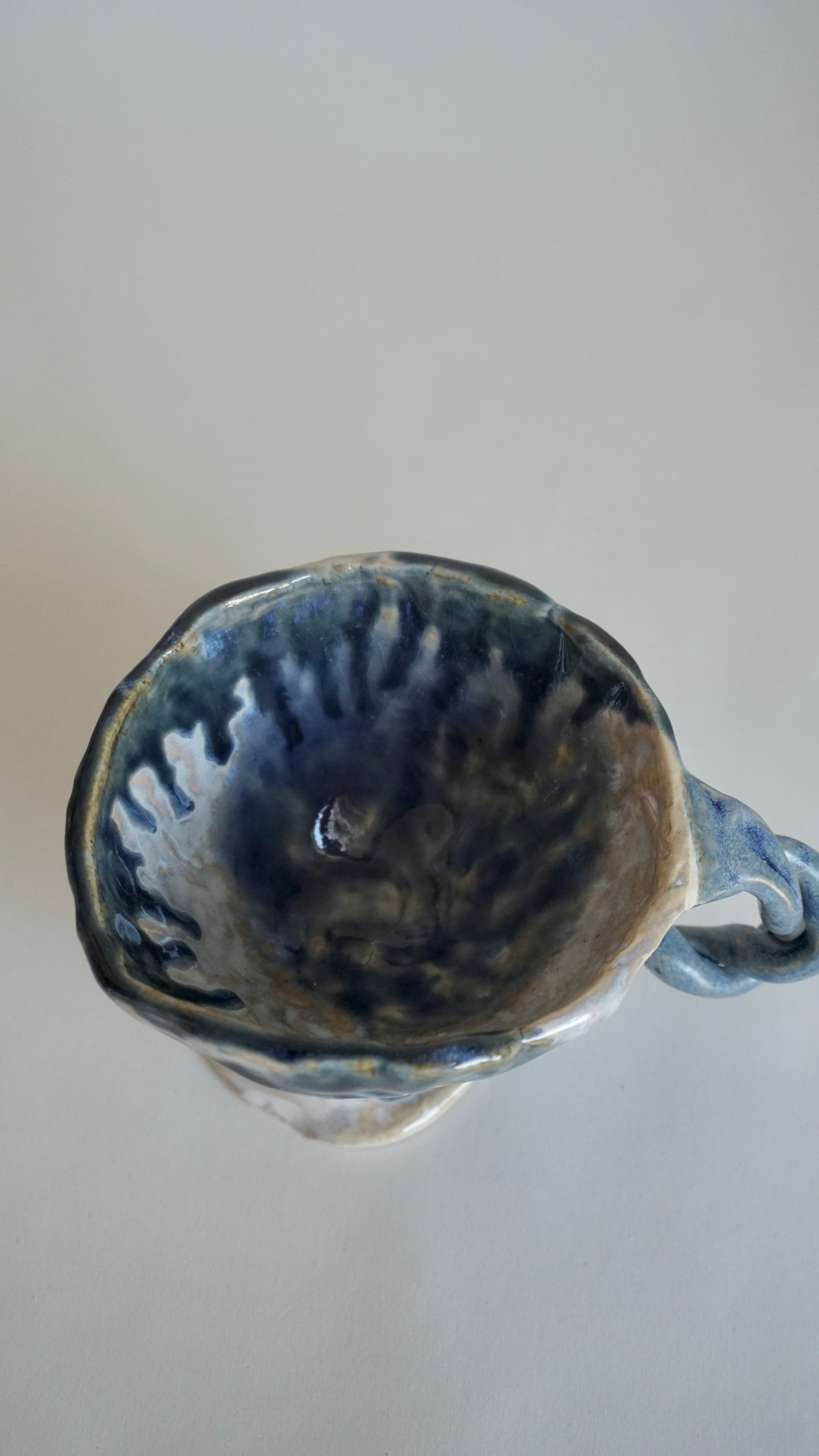 Handmade Ceramic Mug with Twisted Handle