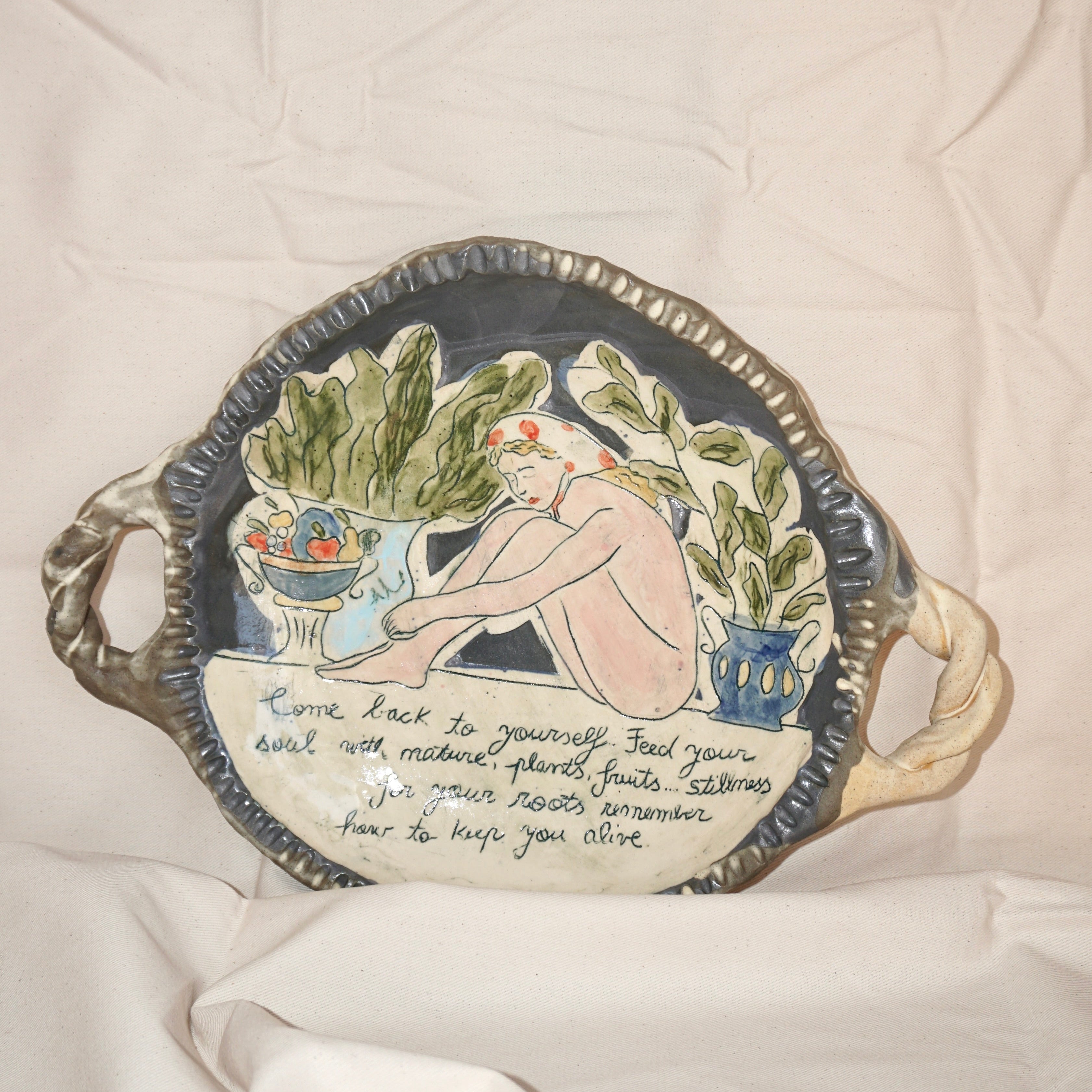 Return to Yourself — Hand-Painted Ceramic Serving Platter
