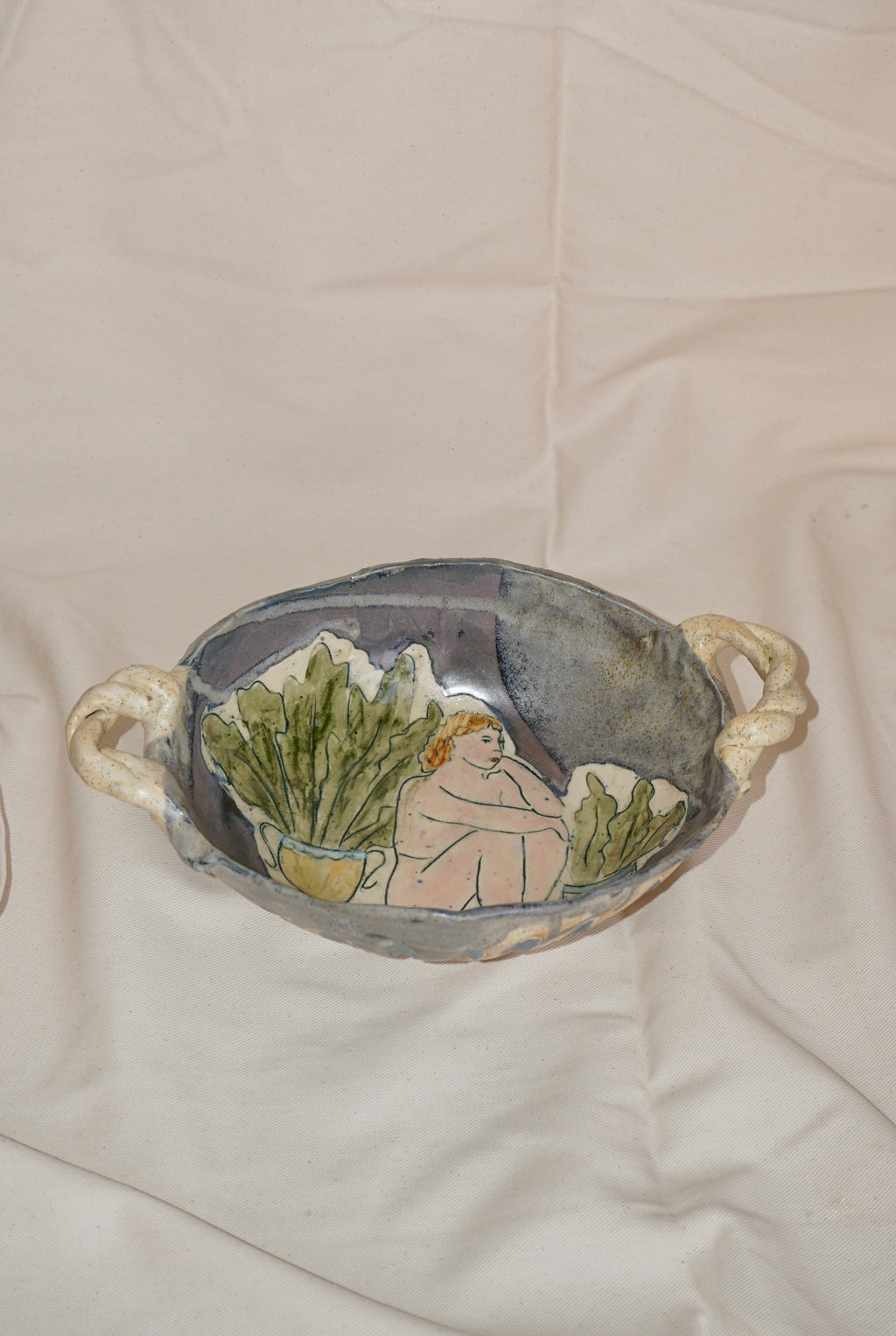 The Quiet Garden Bowl with twisted handles