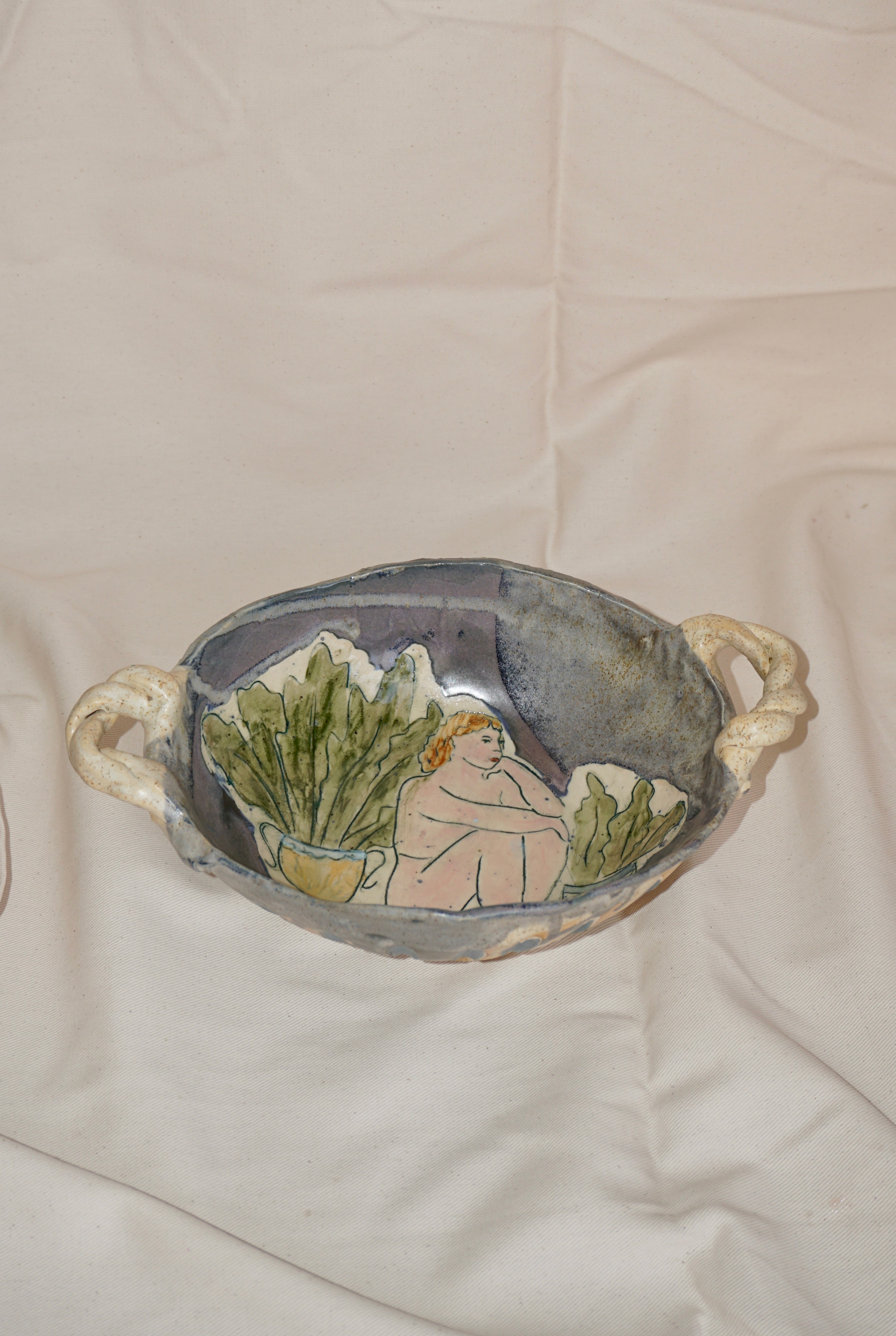 The Quiet Garden Bowl with twisted handles