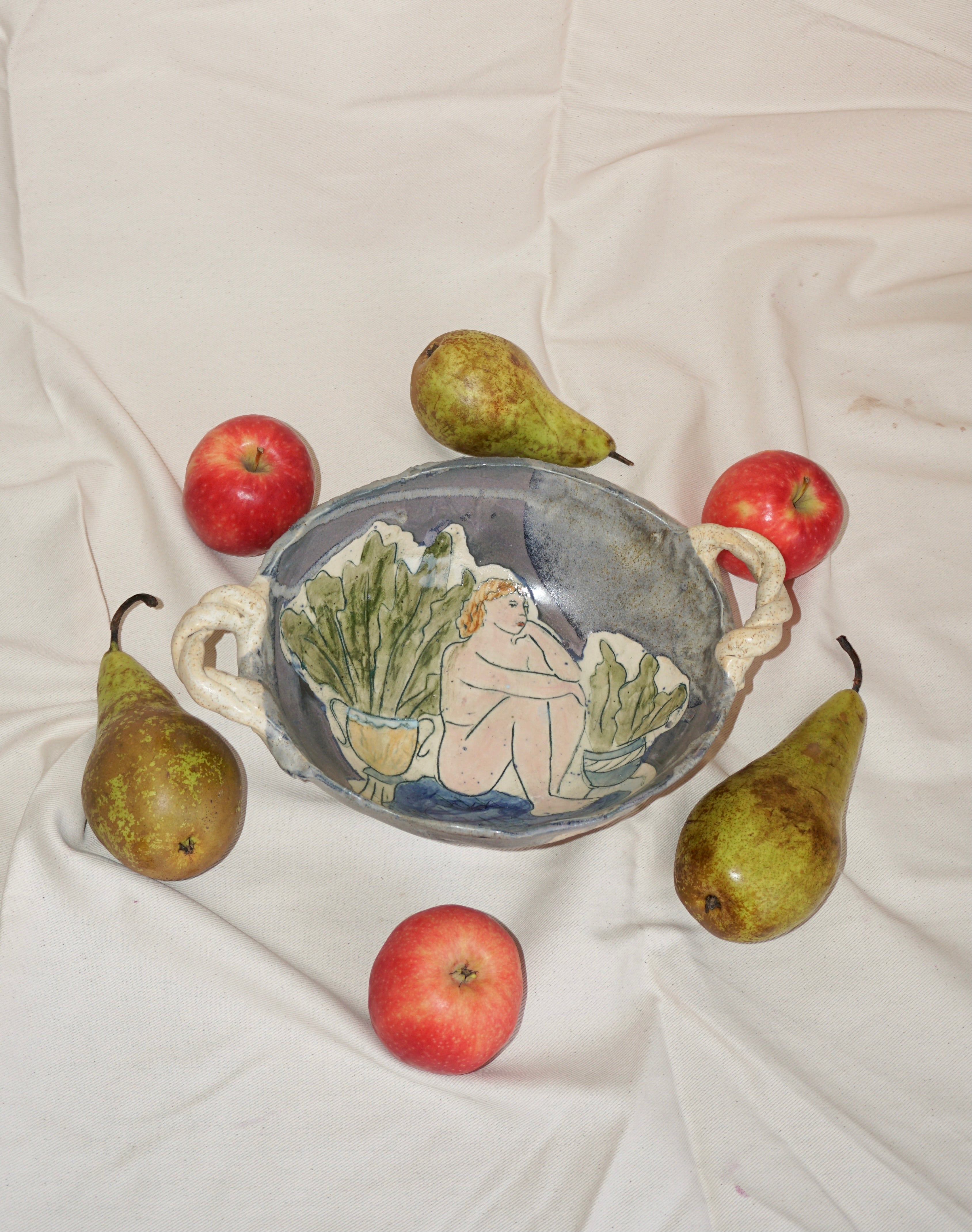 The Quiet Garden Bowl with twisted handles